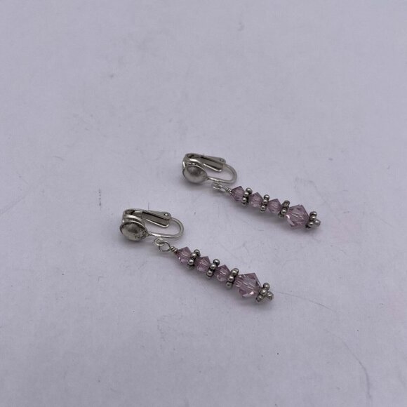 925 Sterling Silver Faceted Beaded Dangle Earrings Lever Back Closure - Picture 3 of 4